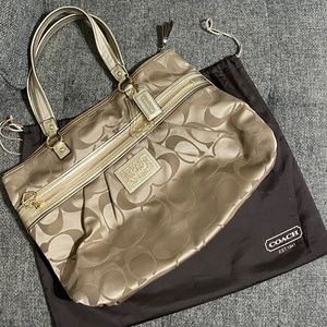 Large Coach Purse - Metallic Gold